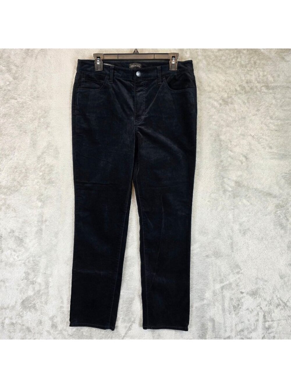 Talbots Dress Pants Womens Size 10P Petite Black Velvet Straight Leg Stretch
